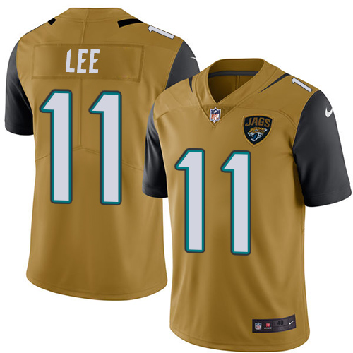 Men's Elite Marqise Lee Nike Jersey Gold - #11 Rush NFL Jacksonville Jaguars